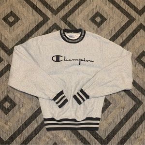Champion Reverse Weave Grey/black Crewneck Sweatshirt